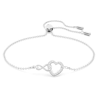 Bracelet Hyperbola, Infini et cœur, Blanc, Métal rhodié - Swarovski, 5524421