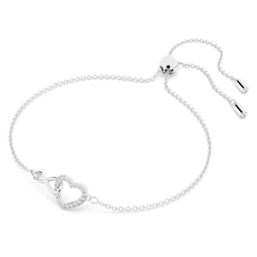 Swarovski Infinity bracelet, Infinity and heart, White, Rhodium plated - Swarovski, 5524421