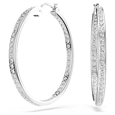 Sommerset フープピアス, ホワイト, ロジウム・プレーティング | Swarovski