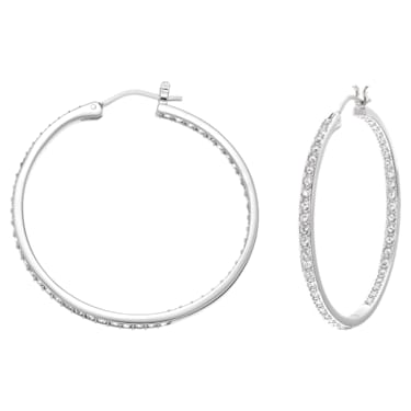 Sommerset hoop earrings, White, Rhodium plated - Swarovski, 5528457