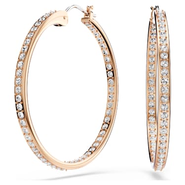Sommerset 大圈耳環, 白色, 鍍金（玫瑰金色飾面） - Swarovski, 5528459
