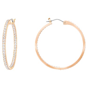 Cercei rotunzi Sommerset, Albi, Placat cu nuanță roz-aurie - Swarovski, 5528459