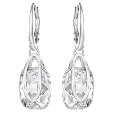 Holding ドロップピアス, ホワイト, ロジウム・プレーティング - Swarovski, 5528487