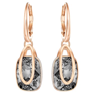 Holding drop earrings, Gray, Rose gold-tone plated - Swarovski, 5528488
