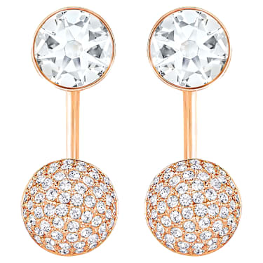 Forward earring jackets, Round cut, White, Rose gold-tone plated - Swarovski, 5528490