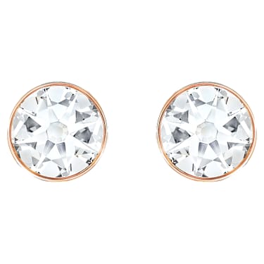 Boucles d’oreilles transformables Forward, Taille ronde, Blanches, Placage de ton or rosé - Swarovski, 5528490
