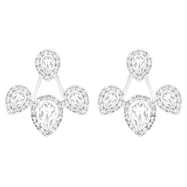 Invólucros para brincos Latisha, Lapidação pera, Brancos, Lacado a ródio - Swarovski, 5528494
