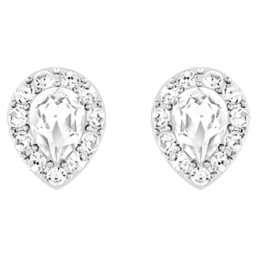 Invólucros para brincos Latisha, Lapidação pera, Brancos, Lacado a ródio - Swarovski, 5528494