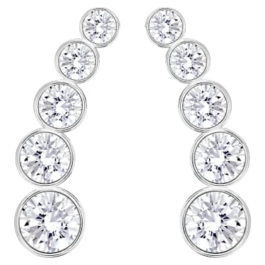 Harley 扣式耳環, 圓形切割, 白色, 鍍白金色 - Swarovski, 5528502