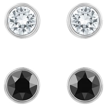 Cercei stud Harley, Set (2), Tăietură rotundă, Negri, Finisaj metalic mixt - Swarovski, 5528506