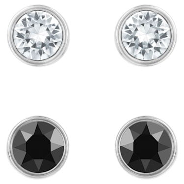 Harley stud earrings, Set (2), Round cut, Black, Mixed metal finish - Swarovski, 5528506