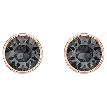 Lattitude drop earrings, Black, Rose gold-tone plated - Swarovski, 5528512