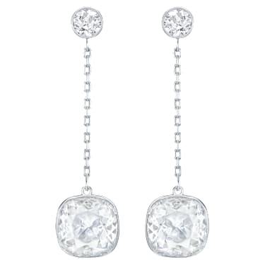 Lattitude drop earrings, White, Rhodium plated | Swarovski