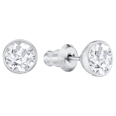 Lattitude drop earrings, White, Rhodium plated - Swarovski, 5528513