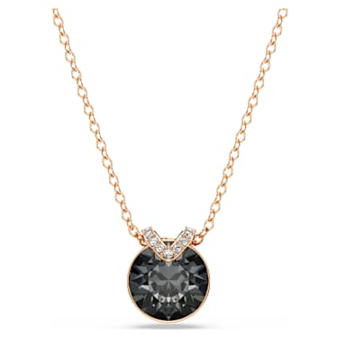 Bella V pendant, Round cut, Gray, Rose gold-tone plated - Swarovski, 5528552