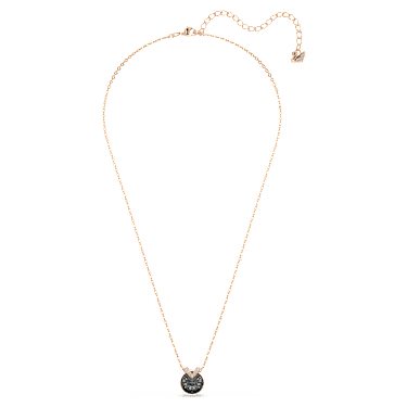 Bella V pendant, Round cut, Gray, Rose gold-tone plated