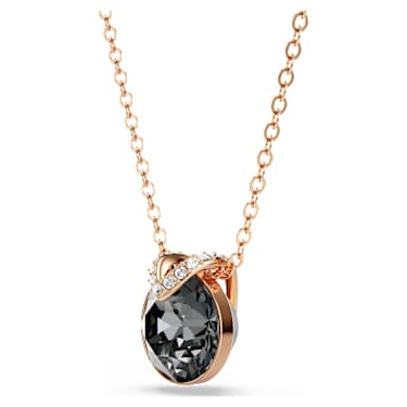 Bella V pendant, Round cut, Gray, Rose gold-tone plated - Swarovski, 5528552