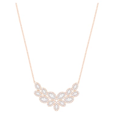 Baron necklace, Leaf, White, Rose gold-tone plated - Swarovski, 5528751