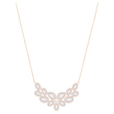 Baron necklace, Leaf, White, Rose gold-tone plated - Swarovski, 5528751