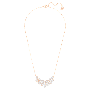 Baron necklace, Leaf, White, Rose gold-tone plated - Swarovski, 5528751