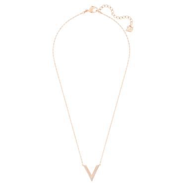 Delta necklace, White, Rose gold-tone plated - Swarovski, 5528910