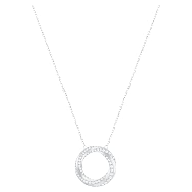 Hilt necklace, Round shape, White, Rhodium plated - Swarovski, 5528929