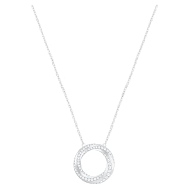 Hilt necklace, Round shape, White, Rhodium plated - Swarovski, 5528929