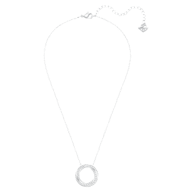 Hilt necklace, Round shape, White, Rhodium plated - Swarovski, 5528929