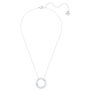 Hilt necklace, Round shape, White, Rhodium plated - Swarovski, 5528929