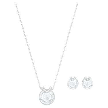 Bella V set, Ronde slijpvorm, Wit, Rodium toplaag - Swarovski, 5528937
