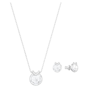 Bella V Set, Rundschliff, Weiß, Rhodiniert - Swarovski, 5528937