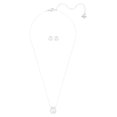 Bella V set, Ronde slijpvorm, Wit, Rodium toplaag - Swarovski, 5528937