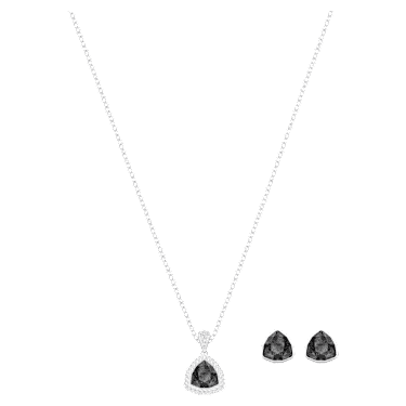 Parure Begin, Taille trillion, Noire, Métal rhodié - Swarovski, 5528939