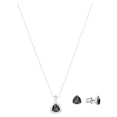 Begin szett, Triliáns metszés, Fekete, Ródium bevonattal - Swarovski, 5528939