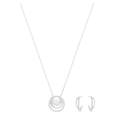 Conjunto Free, Blanco, Baño de rodio - Swarovski, 5528946