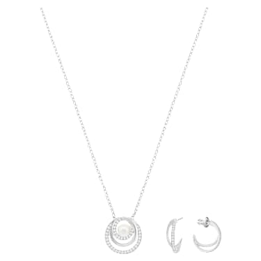 Conjunto Free, Blanco, Baño de rodio - Swarovski, 5528946