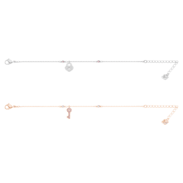 Βραχιόλι Crystal Wishes, Σετ 2 τεμαχίων, Κλειδαριά, Ροζ, Φινίρισμα από διάφορα μέταλλα - Swarovski, 5529346