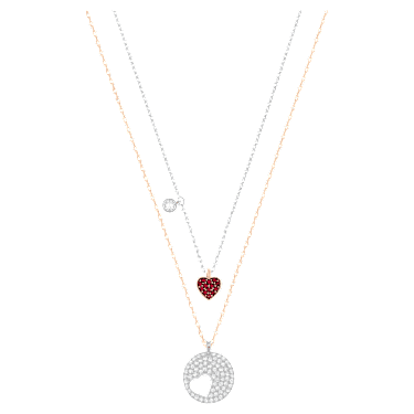 Crystal Wishes pendant Set 2 Heart Red Mixed metal finish
