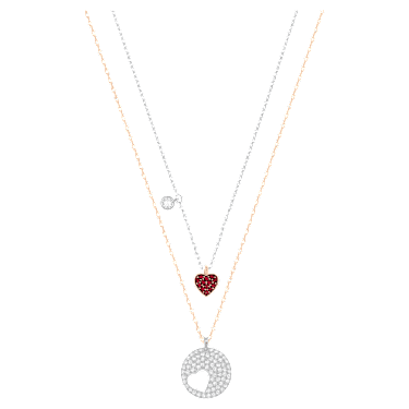 Obesek Crystal Wishes, Komplet (2), Srce, Rdeč, Prevleka iz mešanih kovin - Swarovski, 5529569