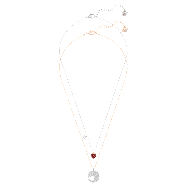 Obesek Crystal Wishes, Komplet (2), Srce, Rdeč, Prevleka iz mešanih kovin - Swarovski, 5529569
