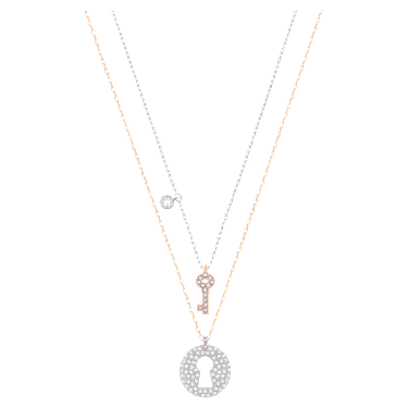 Crystal Wishes 链坠, 套装 (2), 钥匙, 粉红色, 混合金属润饰 - Swarovski, 5529570
