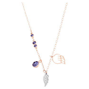 Symbolica pendant Wing Purple Rose gold tone plated Swarovski