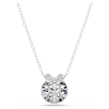 Bella V pendant, Round cut, White, Rhodium plated - Swarovski, 5535526