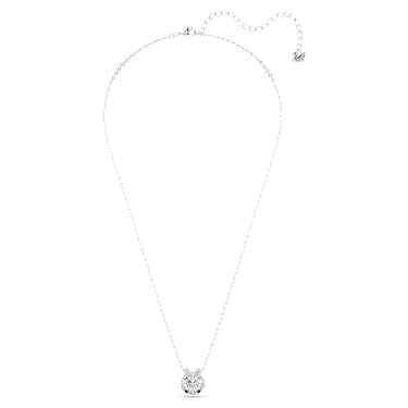 Bella V pendant, Round cut, White, Rhodium plated