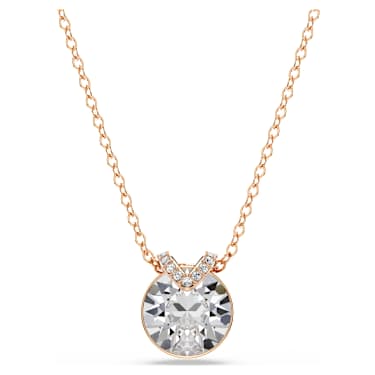 Bella V 鏈墜, 圓形切割, 白色, 鍍玫瑰金色調 - Swarovski, 5535528
