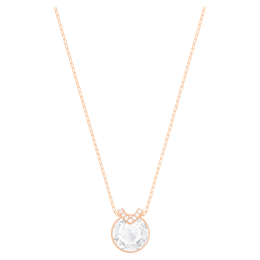 Bella V 鏈墜, 圓形切割, 白色, 鍍玫瑰金色調 - Swarovski, 5535528