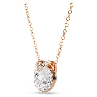Bella V pendant, Round cut, White, Rose gold-tone plated - Swarovski, 5535528