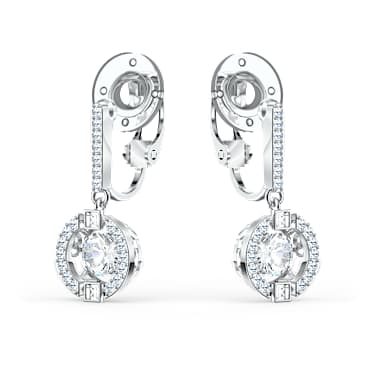 Pendientes de clip Una, Tallas mixtas, Blancos, Baño de rodio - Swarovski, 5543697