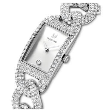Cocktail watch, Swiss Made, Full pavé, Metal bracelet, Silver Tone, Stainless steel - Swarovski, 5547617