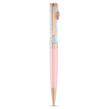 Stylo à bille Crystalline, Fleur, Rose, Laqué rose, placage de ton or rose - Swarovski, 5554983